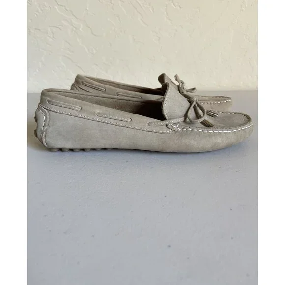 Mercanti Florentini Suede Driving Loafers Tan Moccasin Slip On Tie - Picture 2 of 7